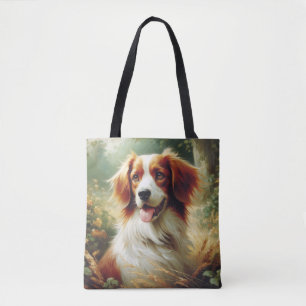 Tote Bag Peinture de chien breton vintage