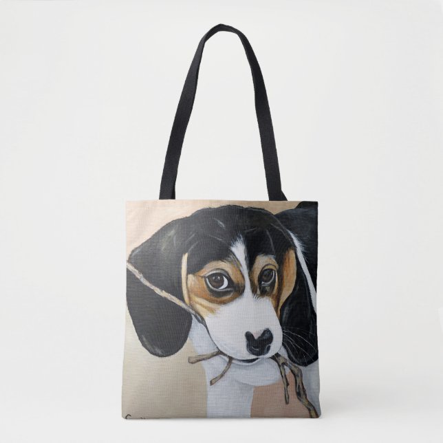 Tote Bag Peinture de chiot beagle (Devant)