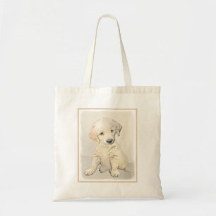 Tote Bag Peinture de chiot d'or Retriever - Art de chien or