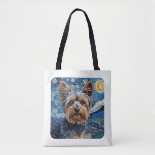 Tote Bag Peinture de ciel nocturne Yorkshire Terrier / York