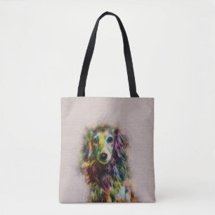 Tote Bag Peinture de croquis de chiot de teckel