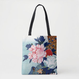 Tote Bag Peinture de fleurs de paon et de pivoines vintage