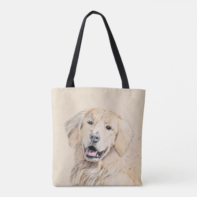 Tote Bag Peinture de Golden Retriever - Beau art original d (Dos)