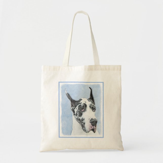 Tote Bag Peinture de Great Dane (Arlequin) - Art original d (Devant)