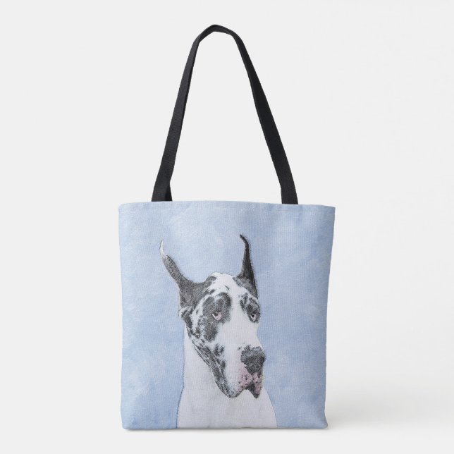Tote Bag Peinture de Great Dane (Arlequin) - Art original d (Dos)