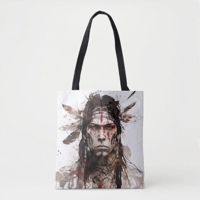 Tote Bag Peinture de guerrier amérindien (Devant)