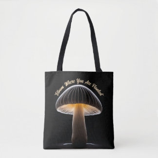 Tote Bag Peinture de la lumière du champignon : Noir minima