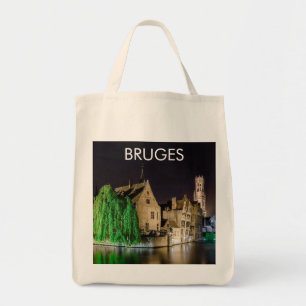 Tote Bag Peinture de la vieille ville de Bruges et tour du 