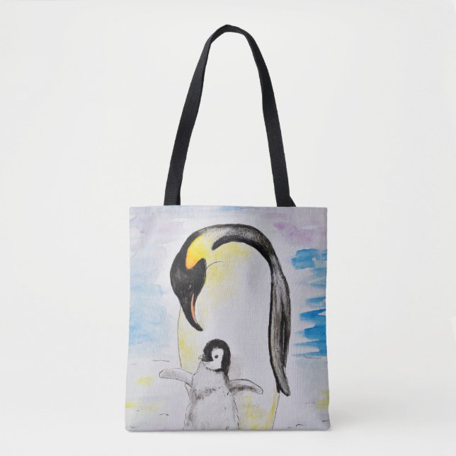 Tote Bag Peinture de l'empereur Penguin et de l'aquarelle d (Devant)