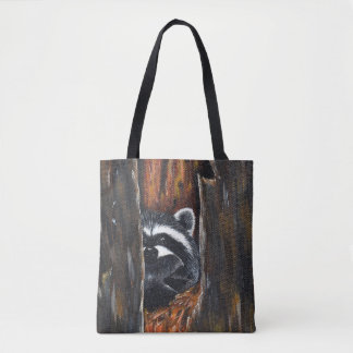 Tote Bag Peinture de Maman et Bébé Raton Laveur