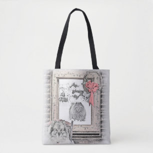 Tote Bag Peinture de Noël d'hiver de fenêtre de Keeshond Ar
