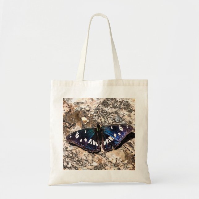 Tote Bag Peinture de papillon bleu de l'amiral blanc du sud (Devant)