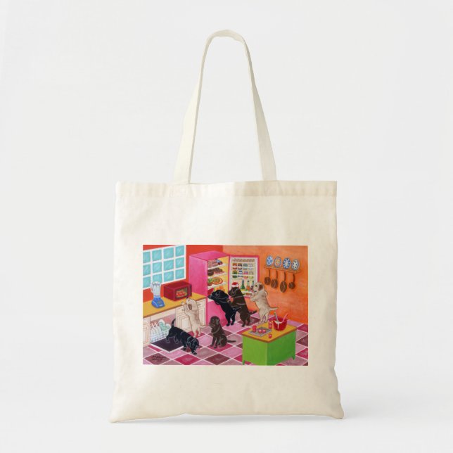 Tote Bag Peinture de partie de cuisine de Labrador (Devant)
