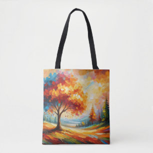 Tote Bag Peinture de paysage avec des couleurs vives