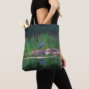 Tote Bag Peinture de photo de nature Héron Bleu