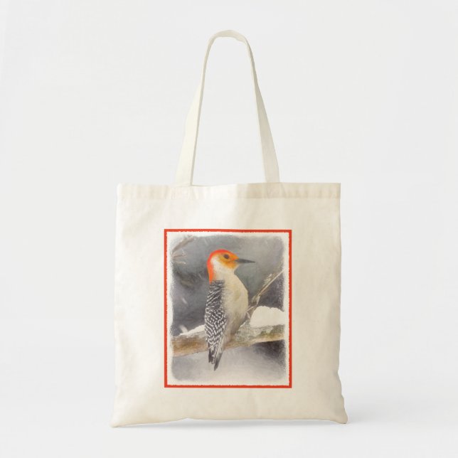Tote Bag Peinture de pic à ventre rouge Art original (Devant)