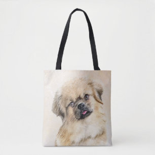 Tote Bag Peinture de Spaniel Tibétain - Art Original de Chi