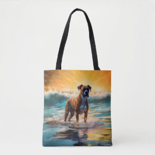 Tote Bag Peinture de surf de la plage de Boxer