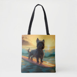 Tote Bag Peinture de surf de plage Affenpinscher