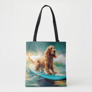Tote Bag Peinture de surf de plage de Cocker Spaniel