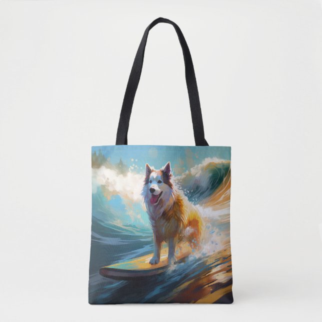 Tote Bag Peinture de surf de plage de Malamute d'Alaska (Devant)