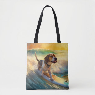 Tote Bag Peinture de Surf sur la Plage de Beagle