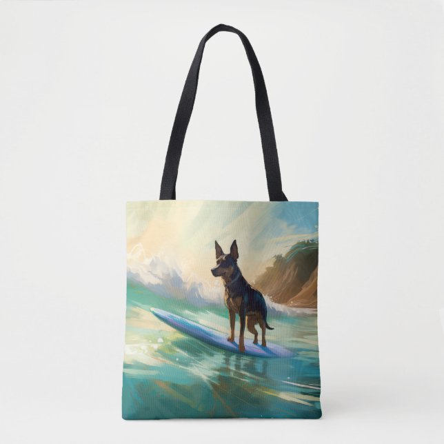 Tote Bag Peinture de Surf sur Plage de Kelpie Australien (Devant)