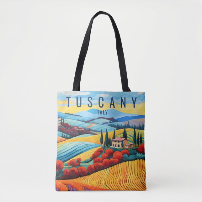 Tote Bag Peinture de Toscane au coucher du soleil | Italie  (Devant)