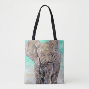 Tote Bag Peinture d'éléphant de bébé