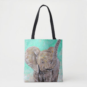 Tote Bag Peinture des éléphants de bébé