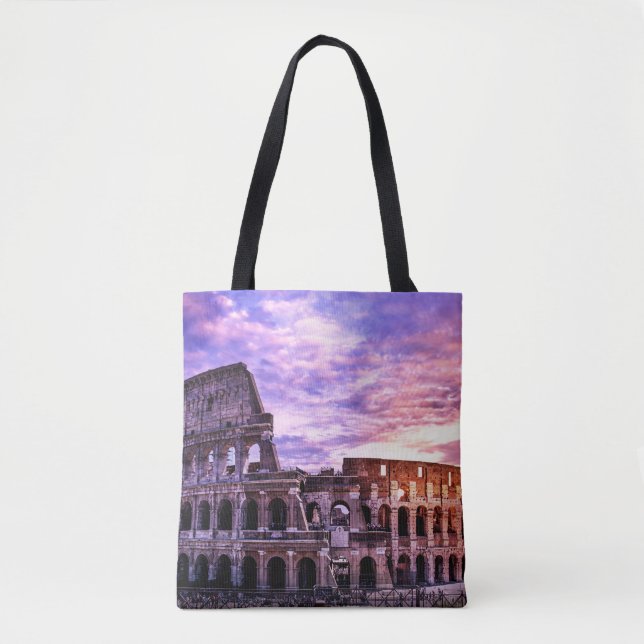 Tote Bag Peinture du Colisée à Rome au coucher du soleil (Devant)