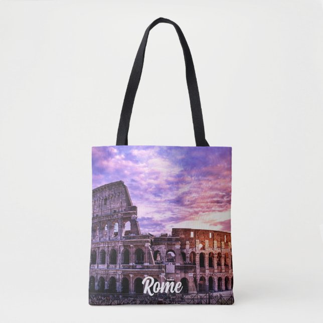 Tote Bag Peinture du Colisée à Rome au coucher du soleil (Devant)