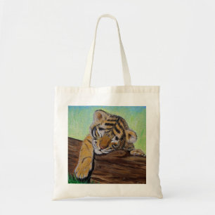 Tote Bag Peinture d'un petit tigre dormant