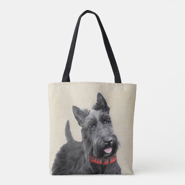 Tote Bag Peinture écossaise Terrier - Cute Original Dog Art (Dos)
