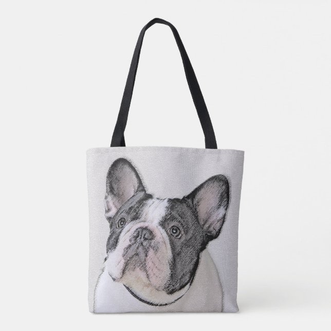 Tote Bag Peinture française de Bulldog (Pied de broche) - A (Dos)