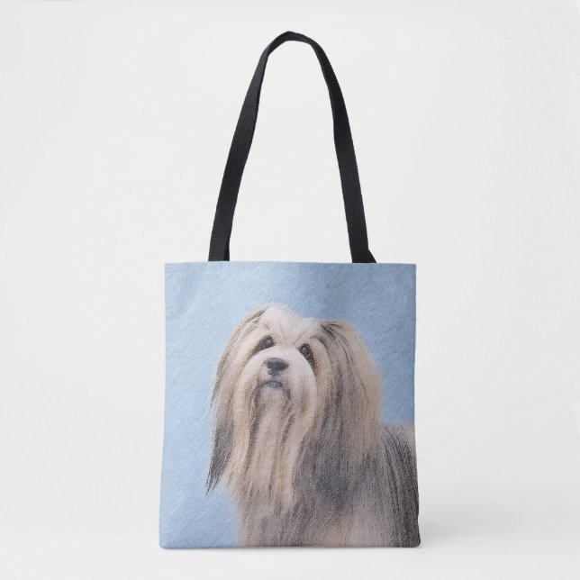 Tote Bag Peinture Havanaise (Argent) - Cute Original Chien  (Devant)