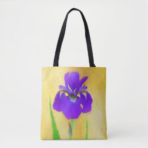 Tote Bag Peinture Iris à pois pourpre - Chien original mign