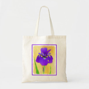 Tote Bag Peinture Iris à pois pourpre - Chien original mign