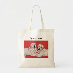 Tote Bag Peinture jaune de duo de Labrador