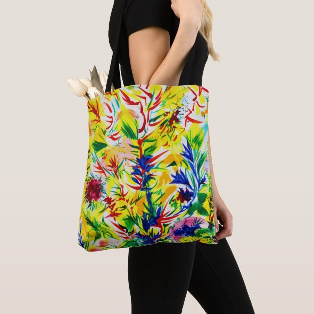 Tote Bag Peinture Jaune Été Ensoleillé (De près)
