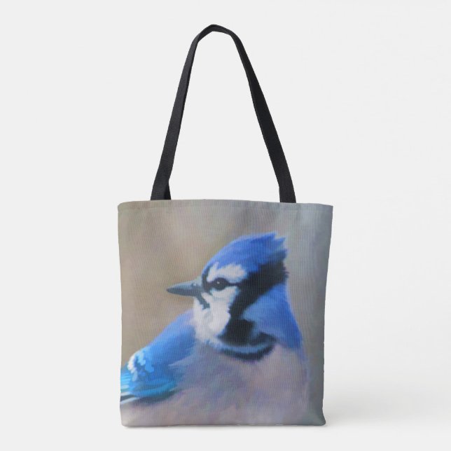 Tote Bag Peinture Jay Bleu - Art Oiseau Original (Dos)
