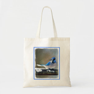 Tote Bag Peinture Jay Bleu - Art Oiseau Original