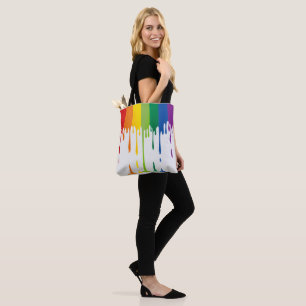 Tote Bag Peinture Liquide qui Dégouline Abstrait Arc-en-cie