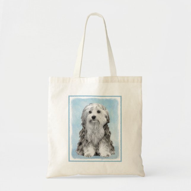 Tote Bag Peinture Lowchen - Cute Original Chien Art (Devant)