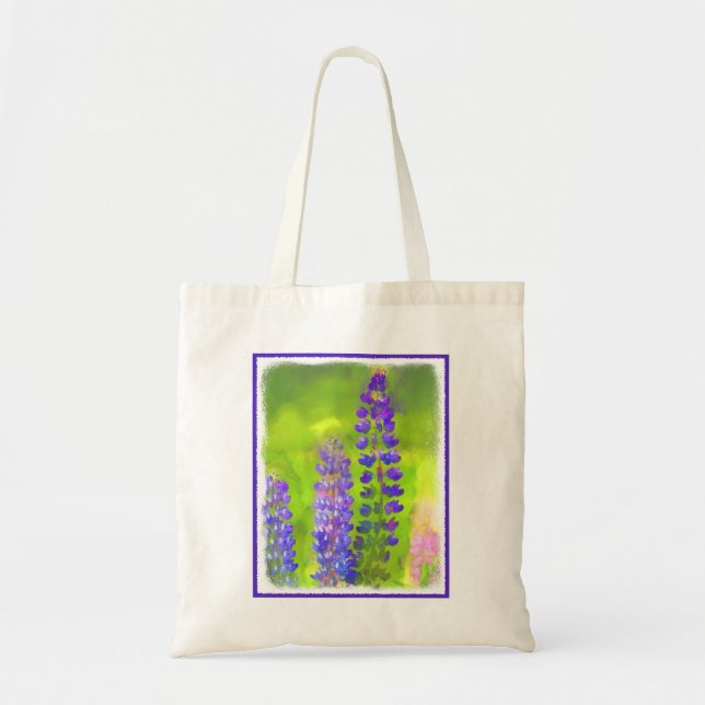 Tote Bag Peinture Lupine - Art Fleur Original (Devant)