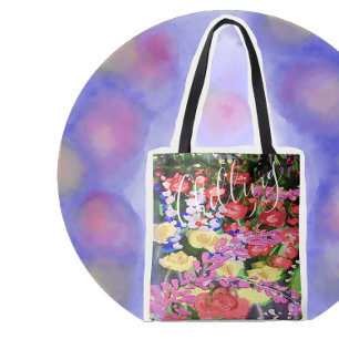 Tote Bag Peinture multicolore Chilling Fleurs brillantes à