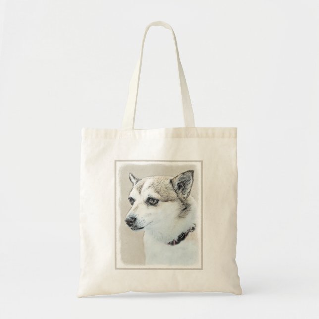 Tote Bag Peinture norvégienne Lundehund - Art original chie (Devant)