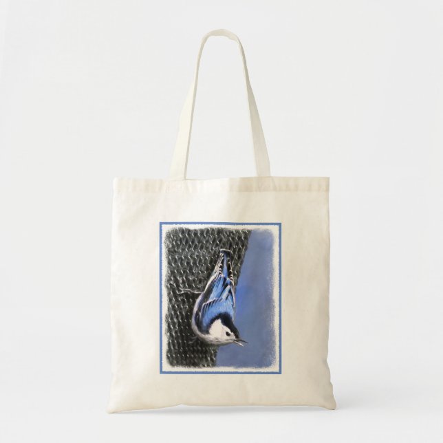 Tote Bag Peinture Nuthatch à poitrine blanche Art original (Devant)