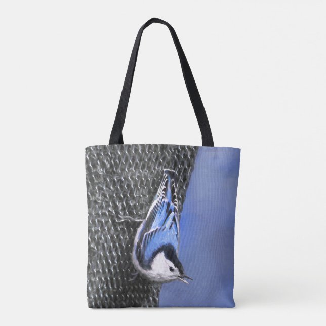 Tote Bag Peinture Nuthatch à poitrine blanche Art original (Dos)