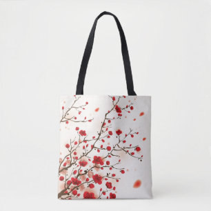 Tote Bag Peinture orientale de style, fleur de prune au